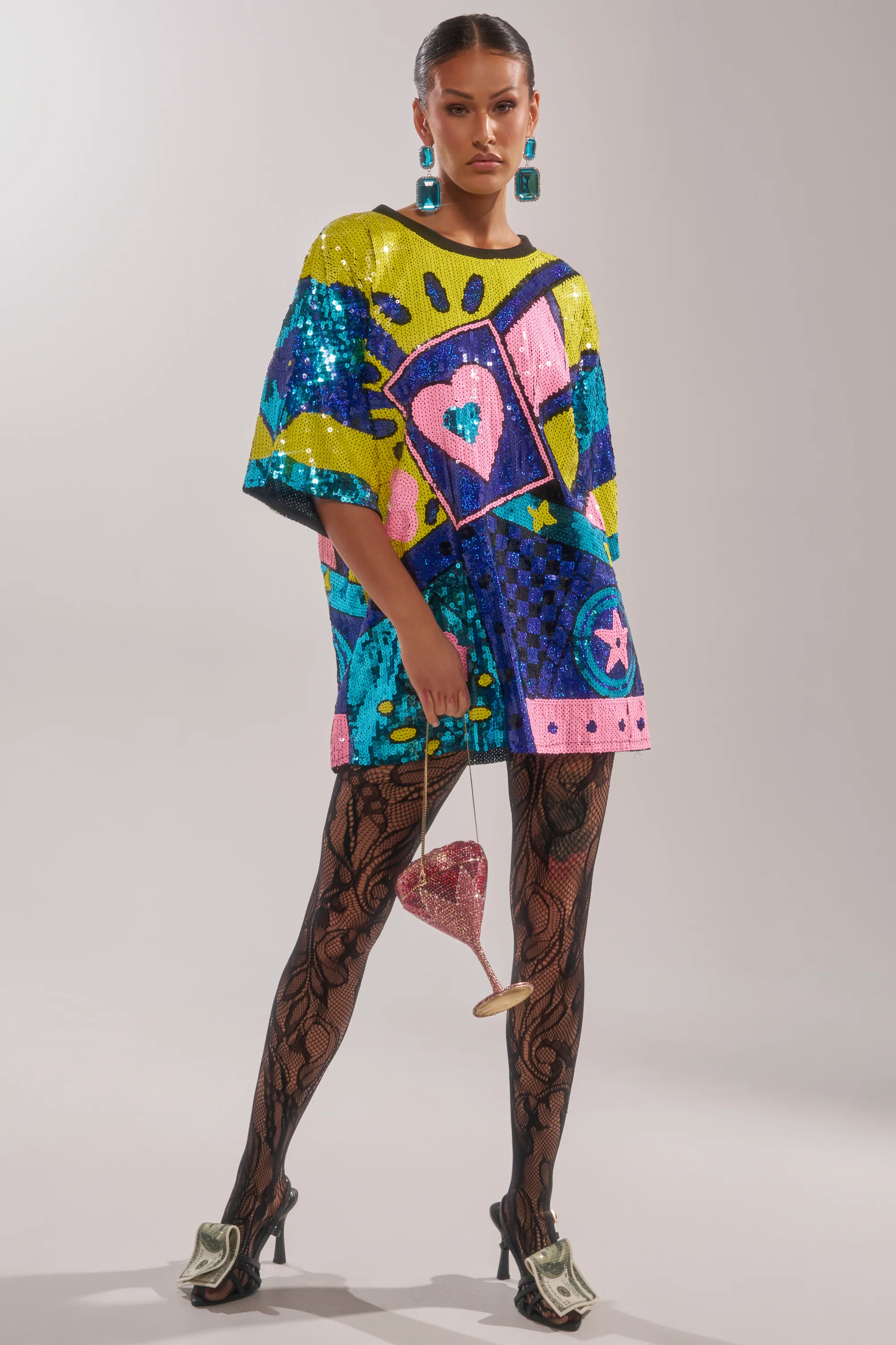 QUEEN OF HEARTS SEQUIN TSHIRT DRESS - Image 5