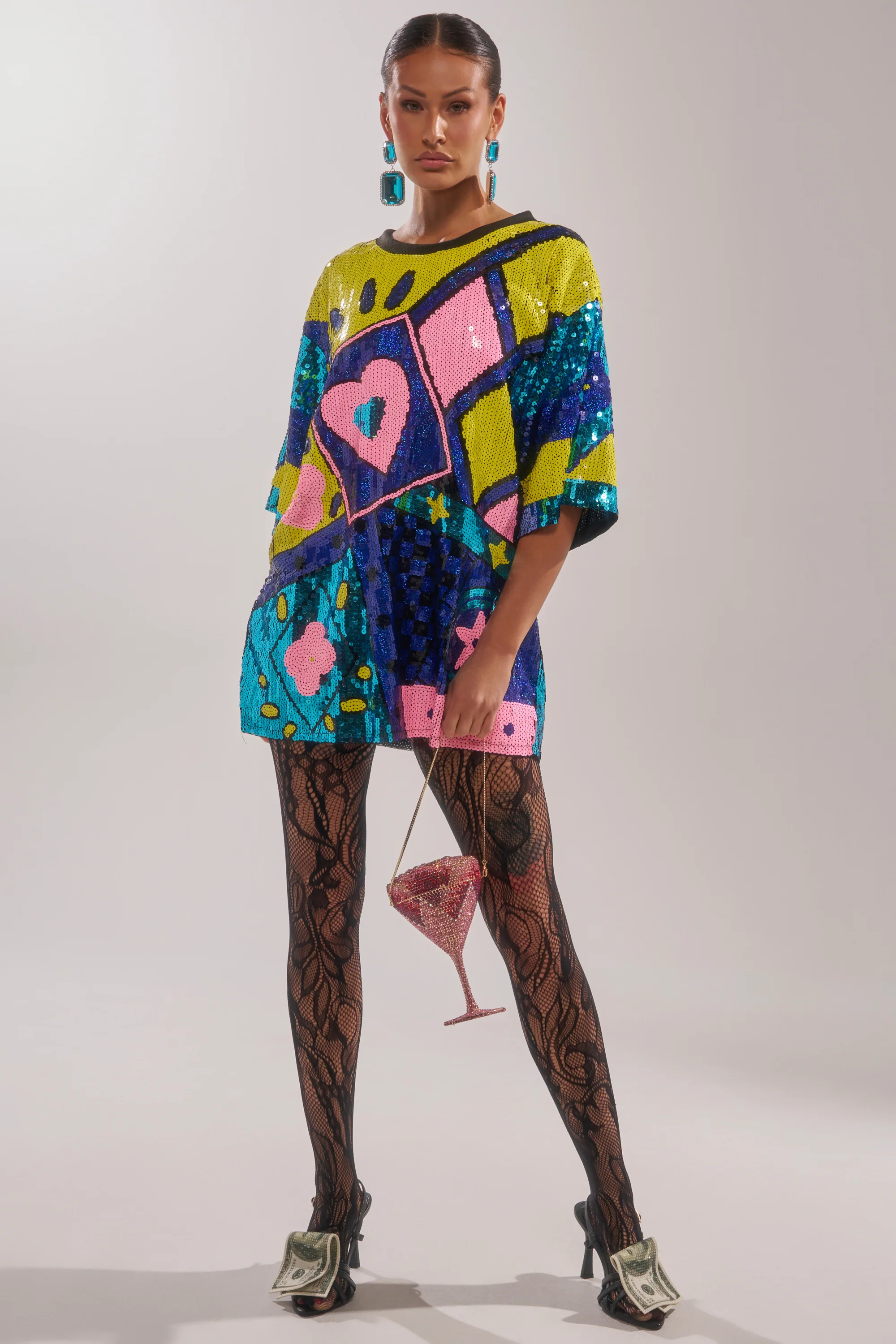 QUEEN OF HEARTS SEQUIN TSHIRT DRESS - Image 6