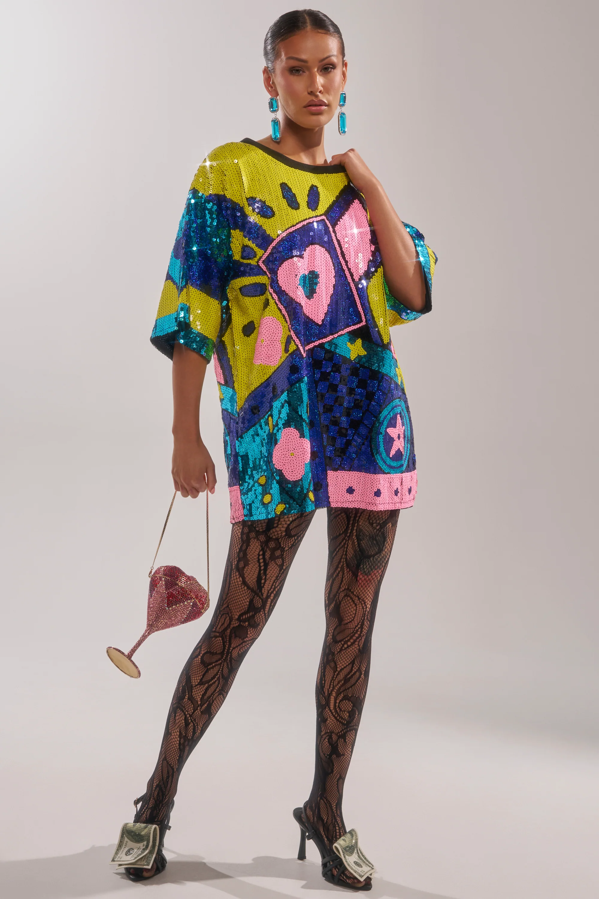 QUEEN OF HEARTS SEQUIN TSHIRT DRESS - Image 7