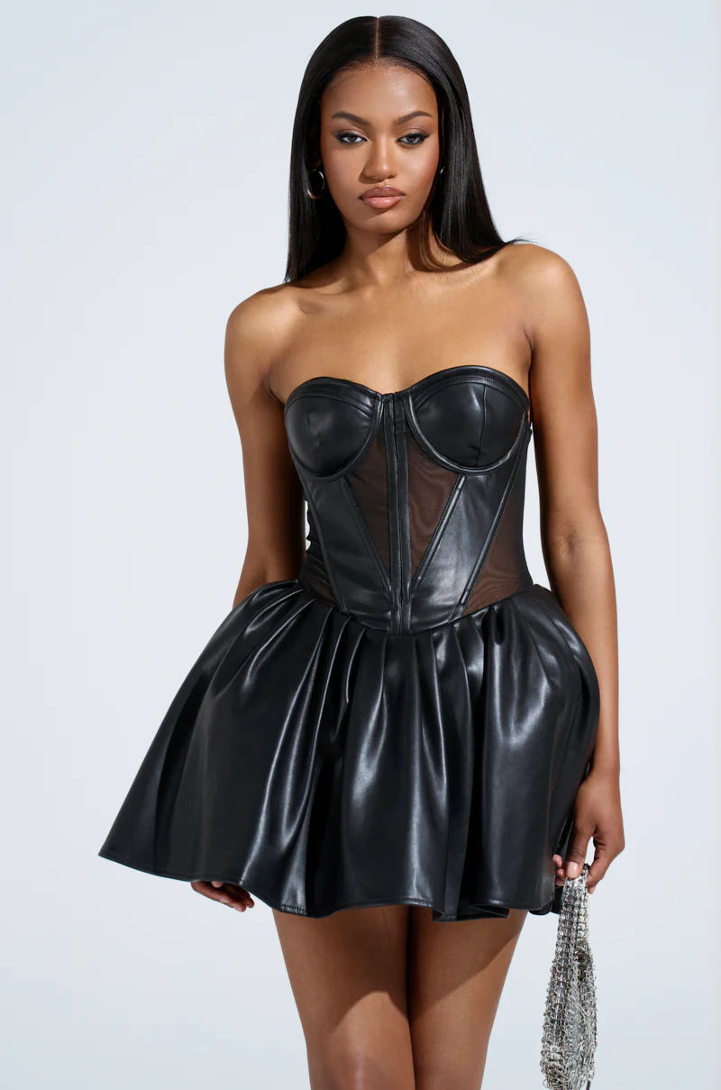 QUEEN OF IT ALL PU MINI DRESS - Image 2