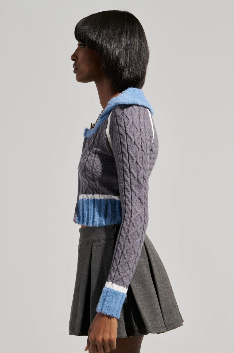 QUEEN OF MY OWN WORLD CROPPED ZIP UP SWEATER - Image 4