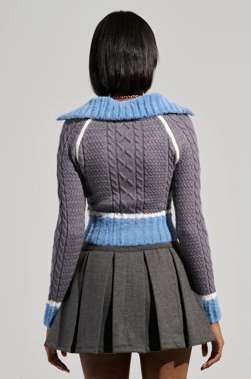 QUEEN OF MY OWN WORLD CROPPED ZIP UP SWEATER - Image 5