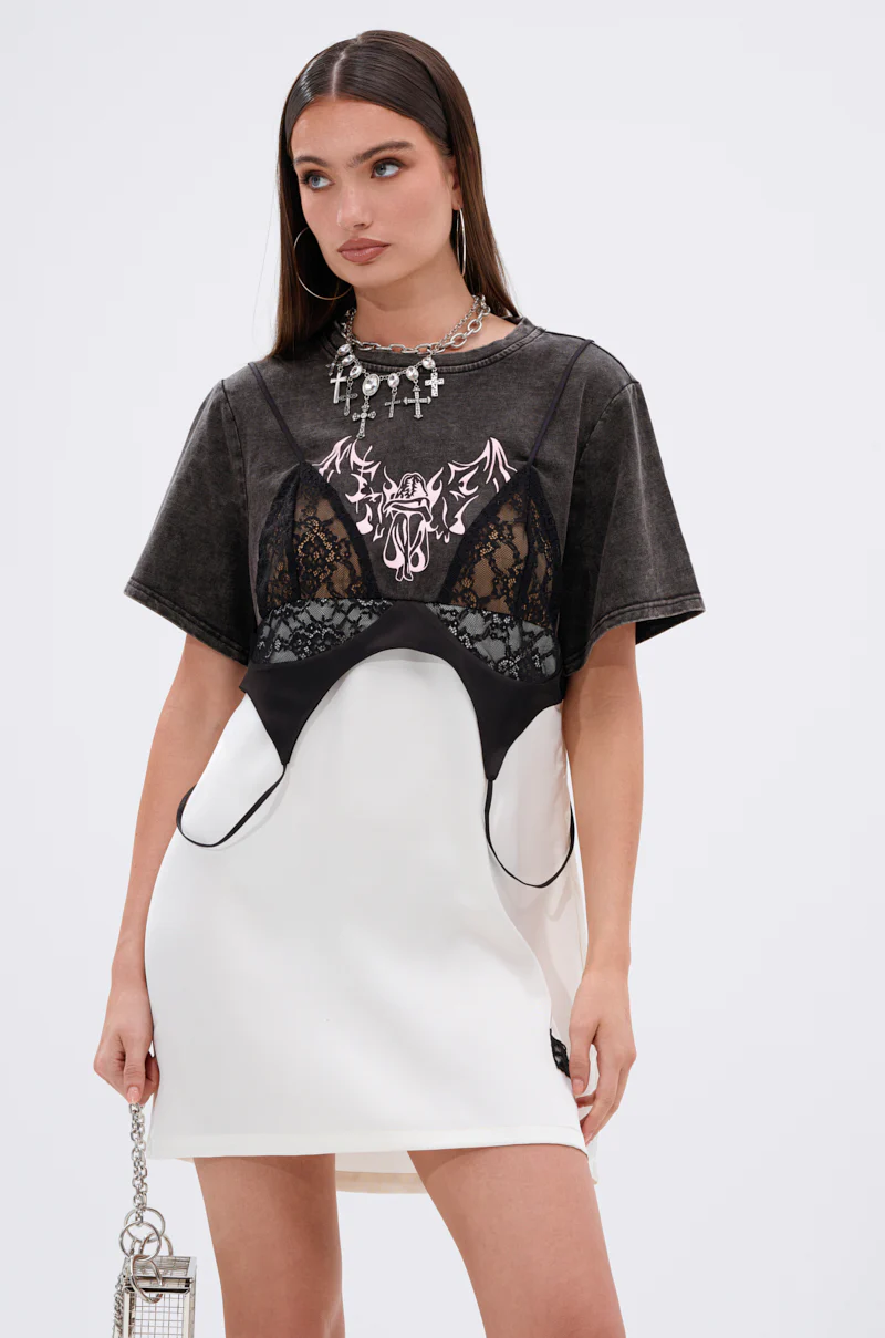 QUIT STARING GRAPHIC TSHIRT DRESS - Image 4