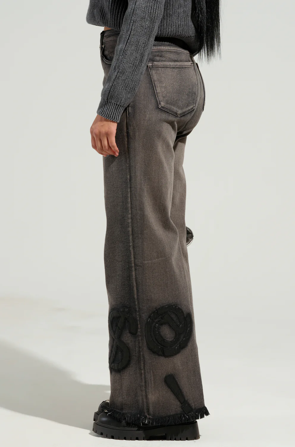 READ MY LIPS PATCHWORK DENIM JEANS - Image 2