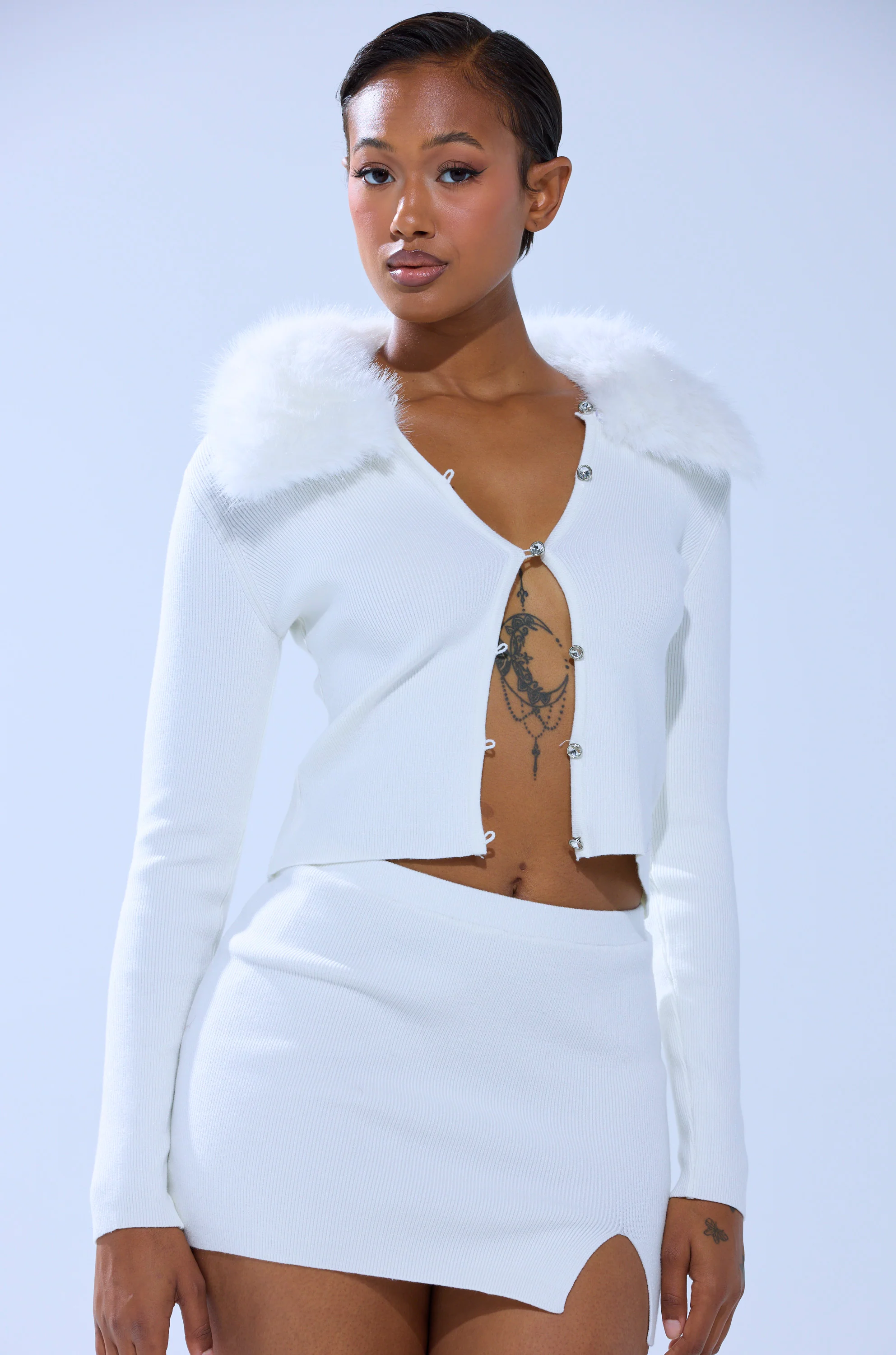 READY FOR THE SNOW CARDIGAN WITH FUR TRIM - Image 3