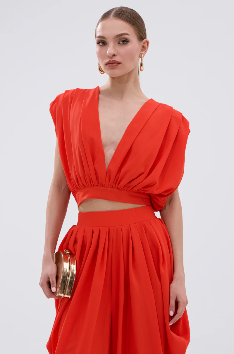 READY TO DANCE SLINKY BLOUSE IN ORANGE - Image 2