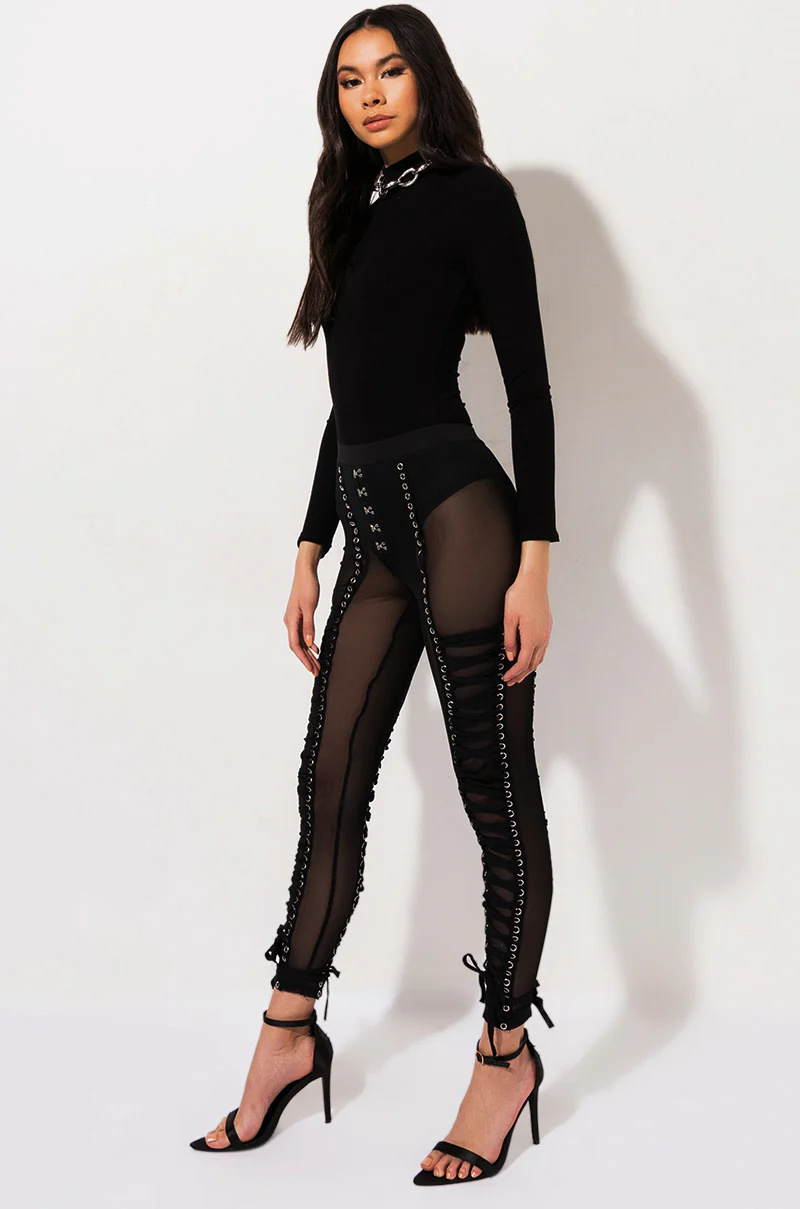 REBEL MESH LACE UP LEGGINING - Image 3