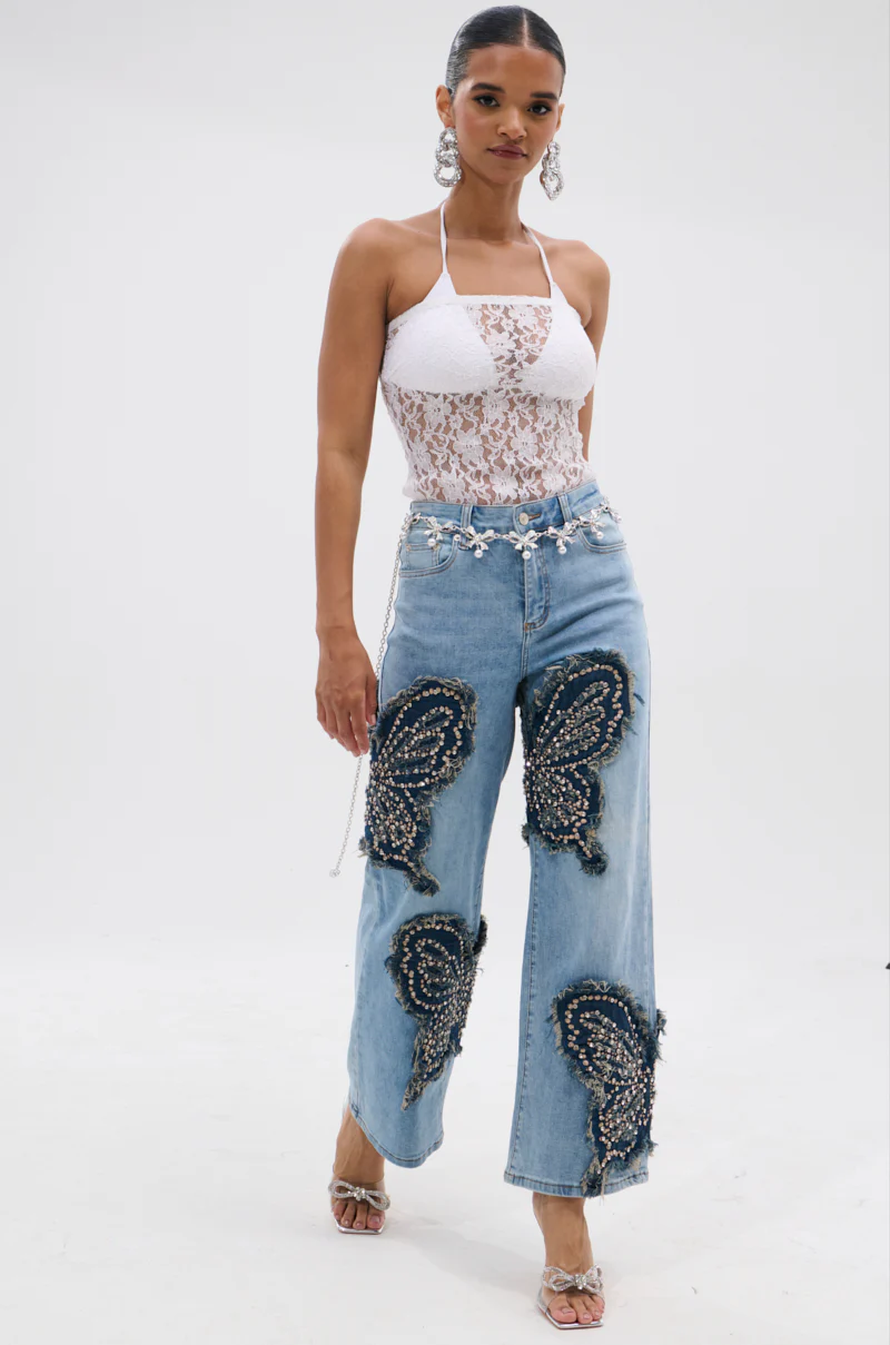 REBIRTH BUTTERFLY PATCH JEANS - Image 6