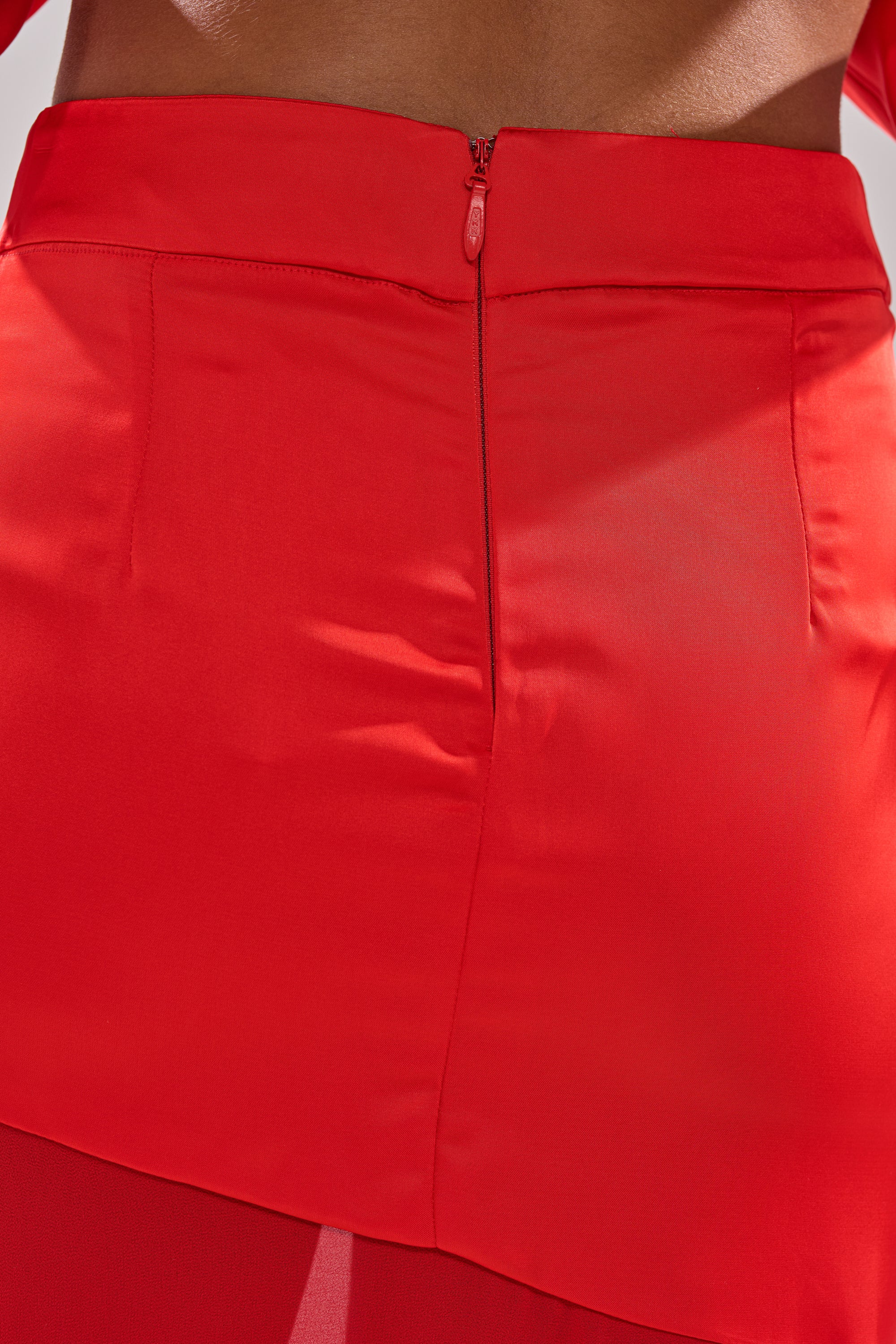 RED HOT ASYMMETRICAL MIDI SKIRT - Image 7