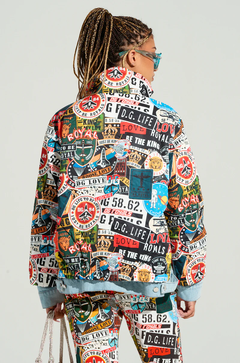 RED LIGHT LAYERED GRAPHIC BOMBER - Image 4