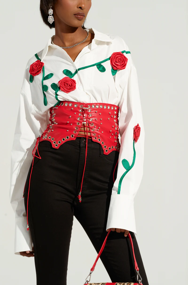RED ROOM LACE UP BELT - Image 2