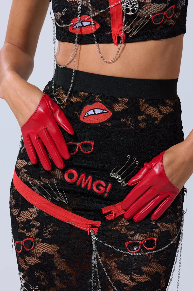 RED ROOM PU GLOVES - Image 2