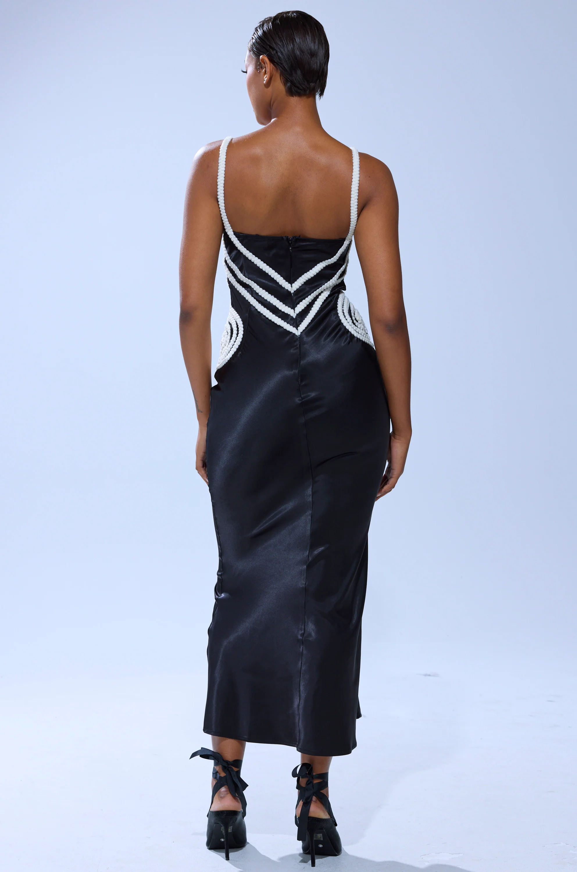 REGAL ROPE DETAIL SATIN MIDI DRESS - Image 4