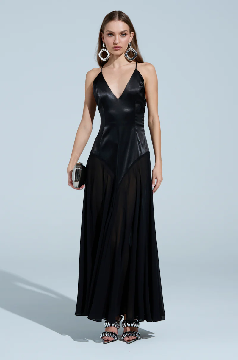 REINA SATIN MESH MAXI DRESS - Image 2