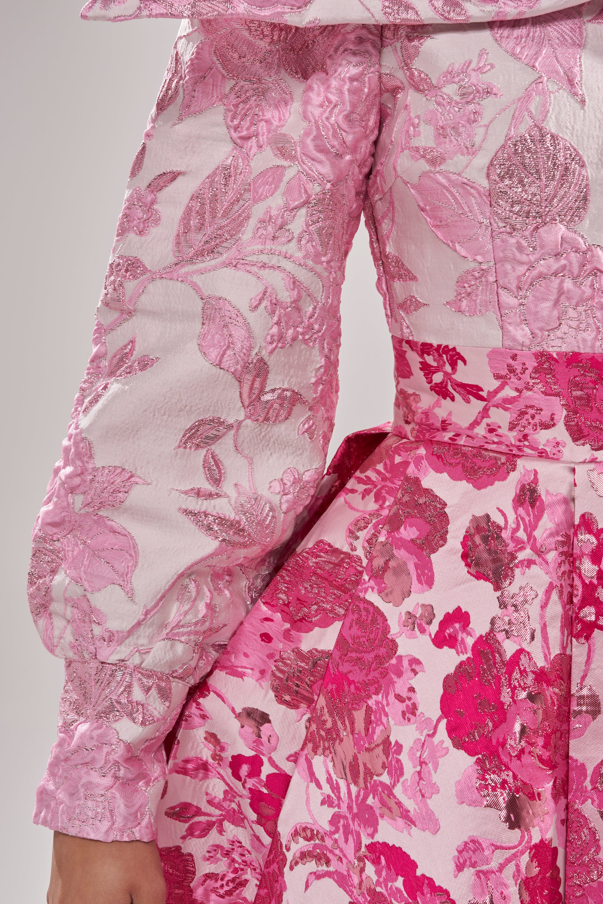 RENAISSANCE TWO-TONE BROCADE MINI DRESS IN PINK - Image 6