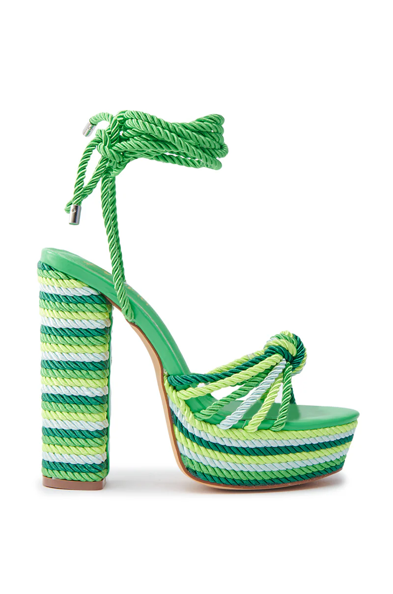 RENNEE GREEN MULTI LACE UP PLATFORM SANDAL - Image 4