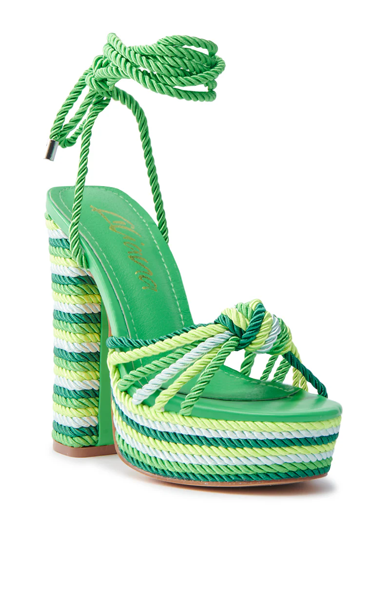 RENNEE GREEN MULTI LACE UP PLATFORM SANDAL - Image 5