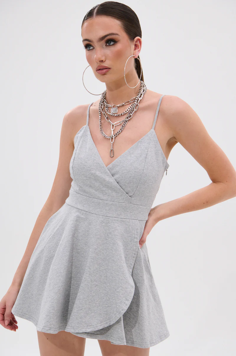RESORT CASUAL SLEEVELESS ROMPER IN HEATHER GREY - Image 2