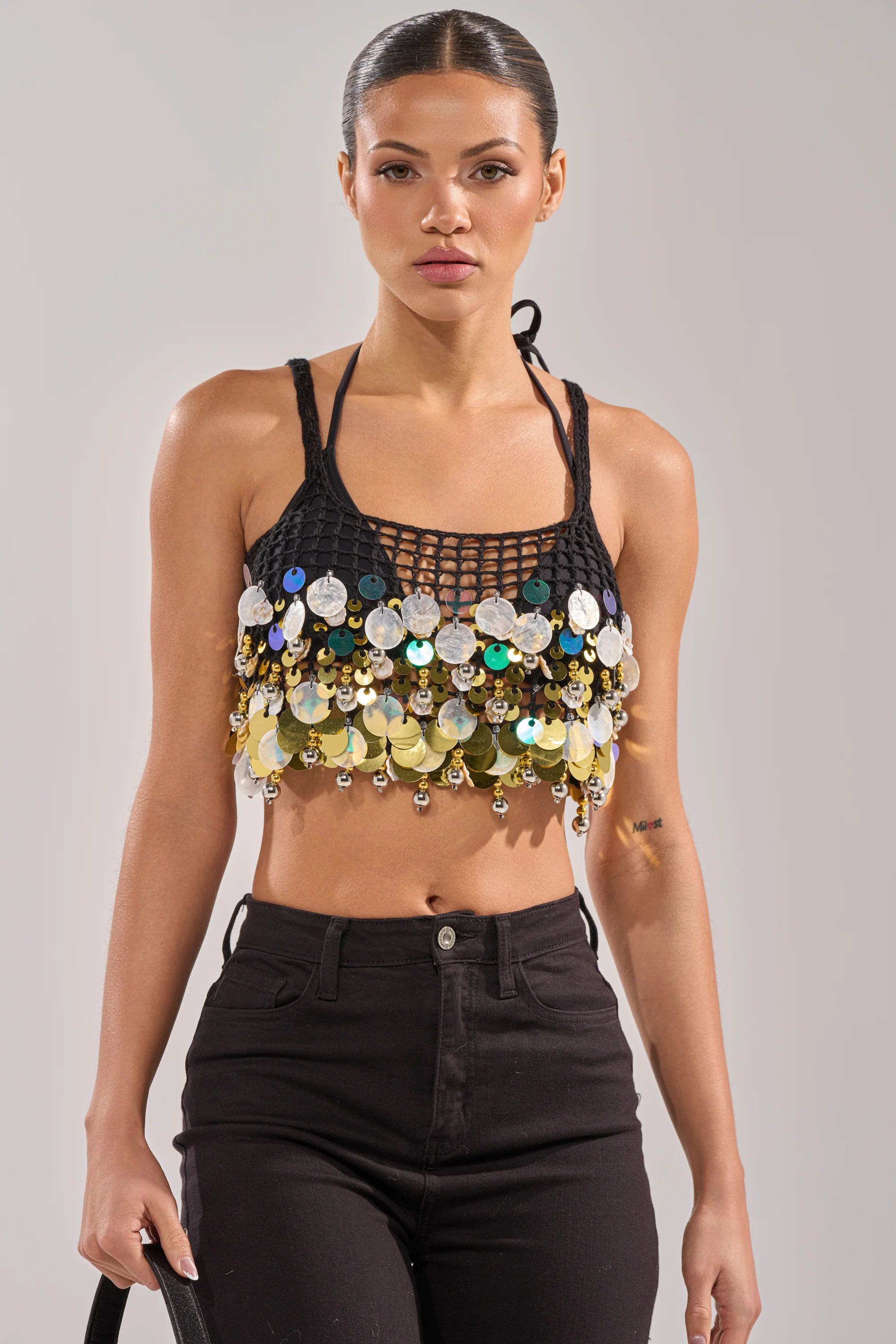 RESORT LIVING SEQUIN CROCHET TOP - Image 3