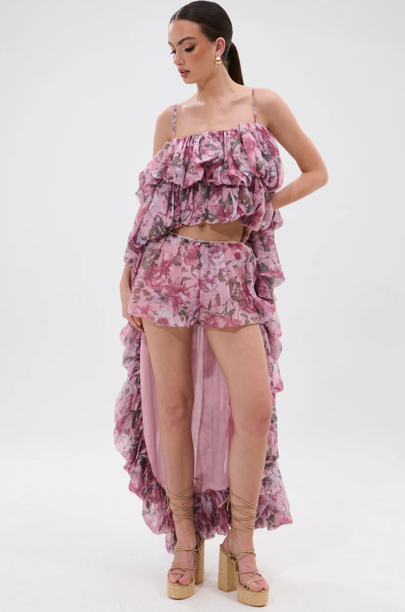REVERENT FLORAL HIGH LOW BLOUSE TOP