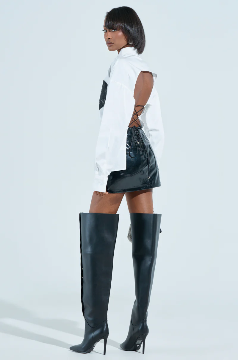 RHINESTONED QUESTION BUTTON UP - Image 6