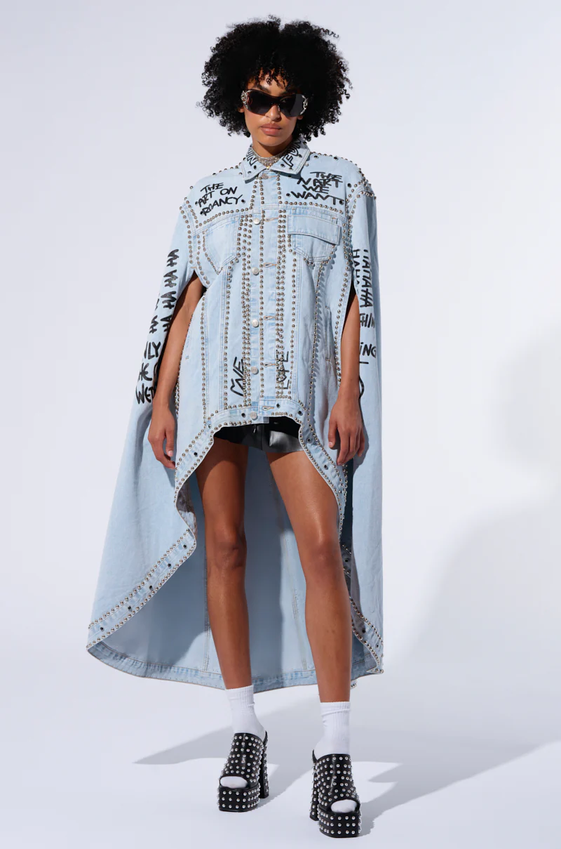RHYTHM OF THE NIGHT DENIM CAPE - Image 3