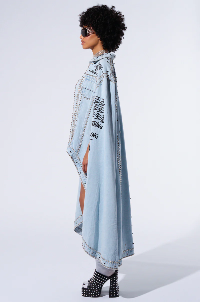 RHYTHM OF THE NIGHT DENIM CAPE - Image 7