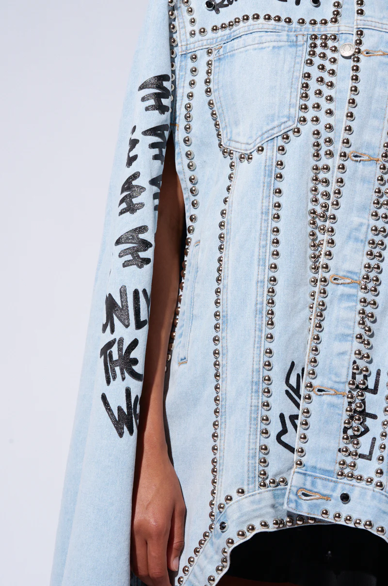 RHYTHM OF THE NIGHT DENIM CAPE - Image 9