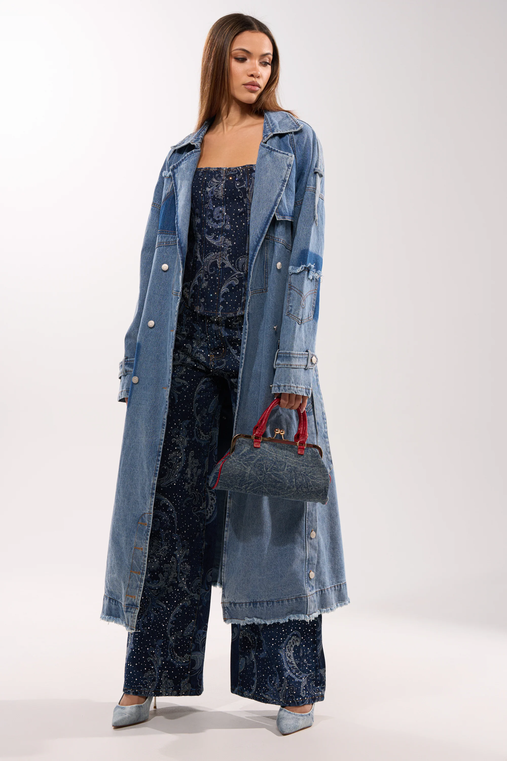 RILEY PATCHWORK DENIM TRENCH - Image 4