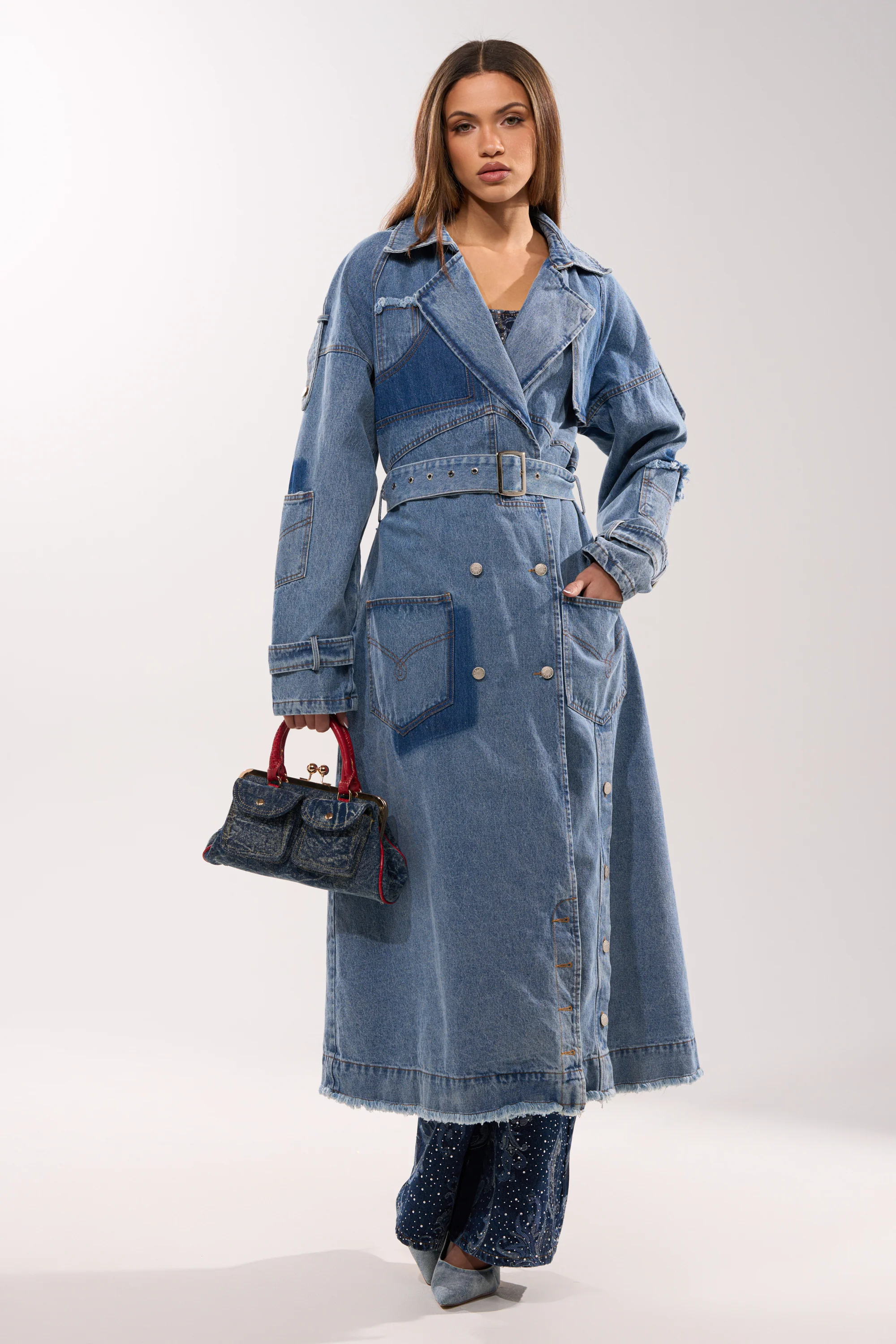 RILEY PATCHWORK DENIM TRENCH - Image 6