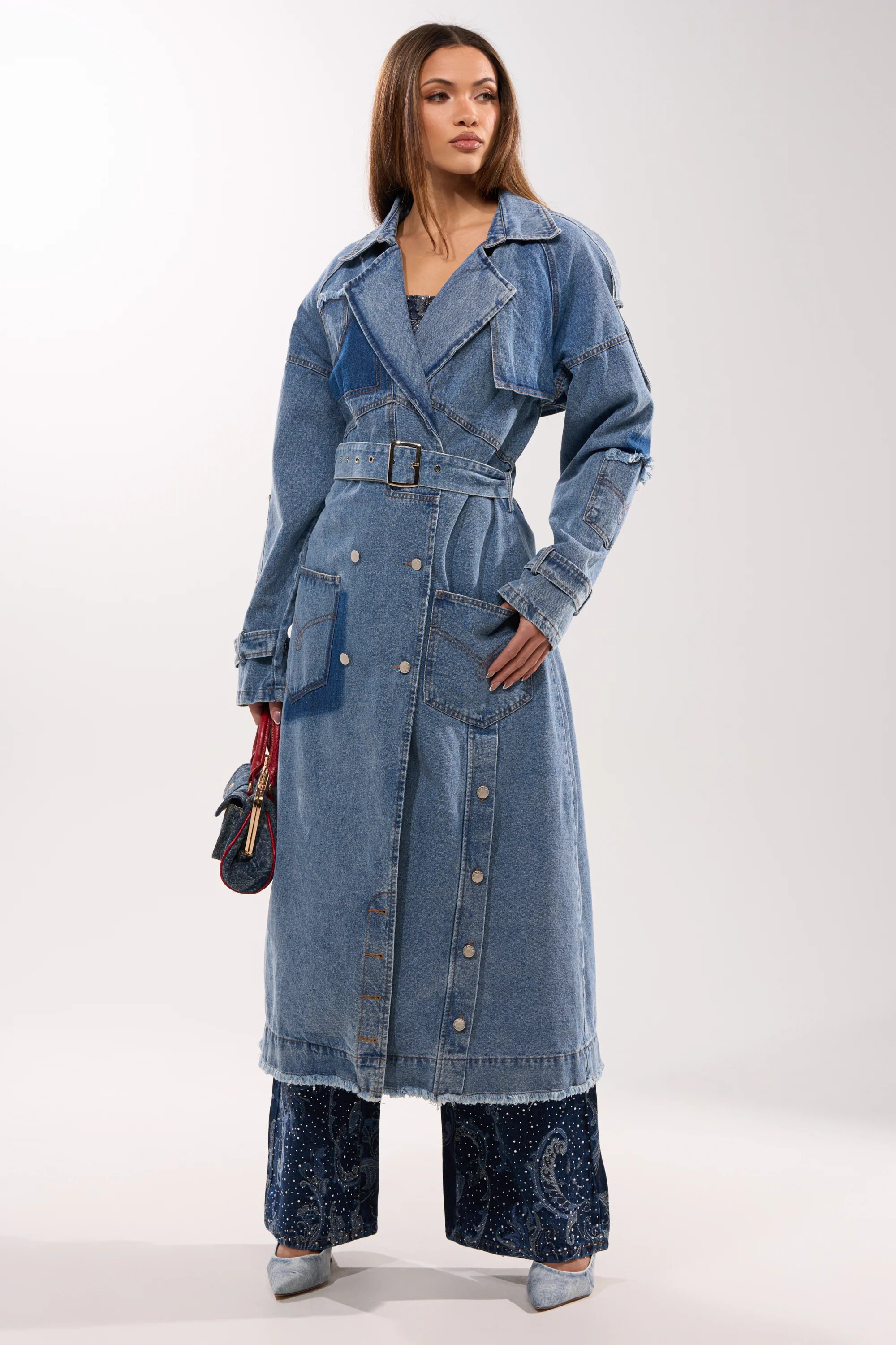 RILEY PATCHWORK DENIM TRENCH - Image 7