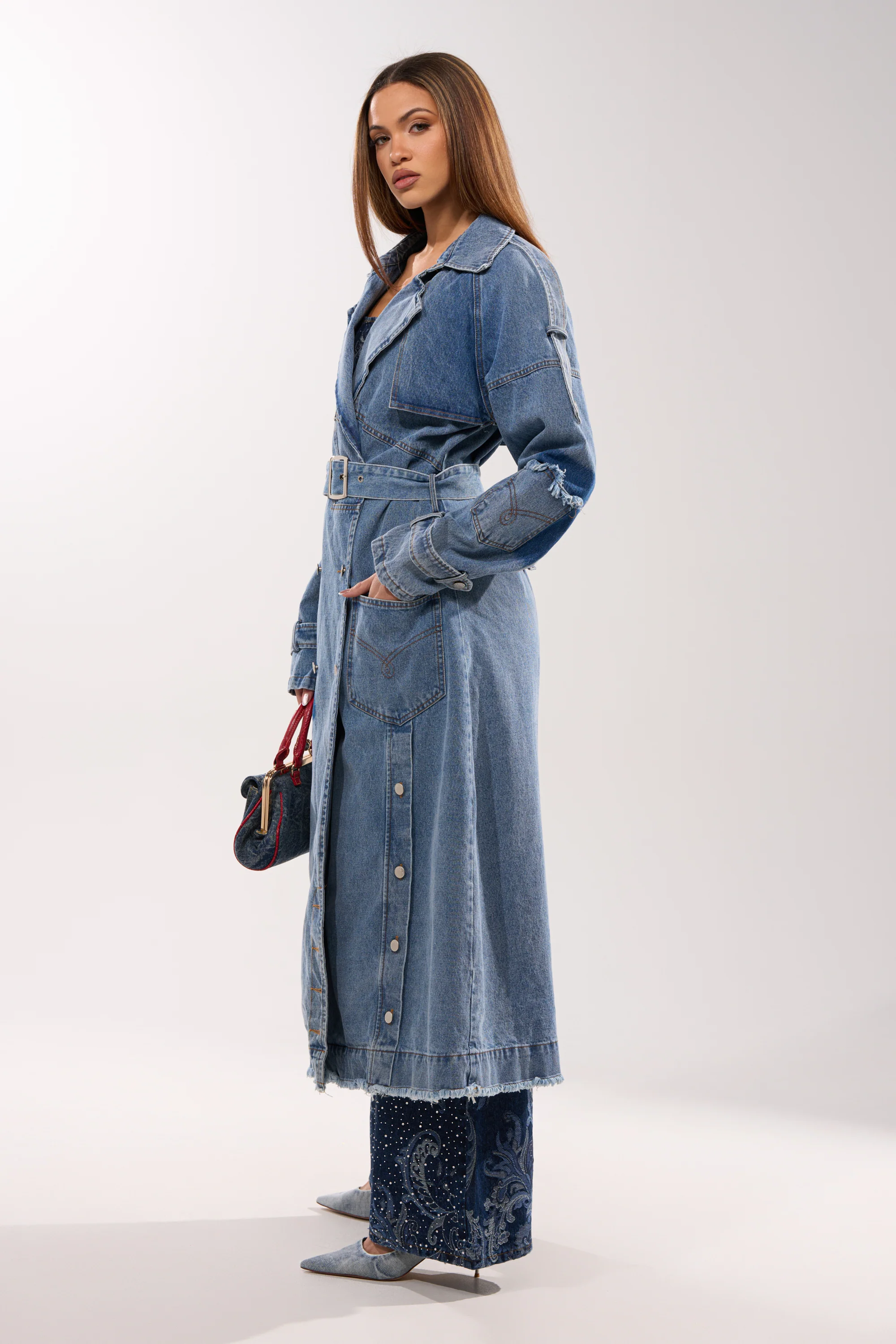 RILEY PATCHWORK DENIM TRENCH - Image 8