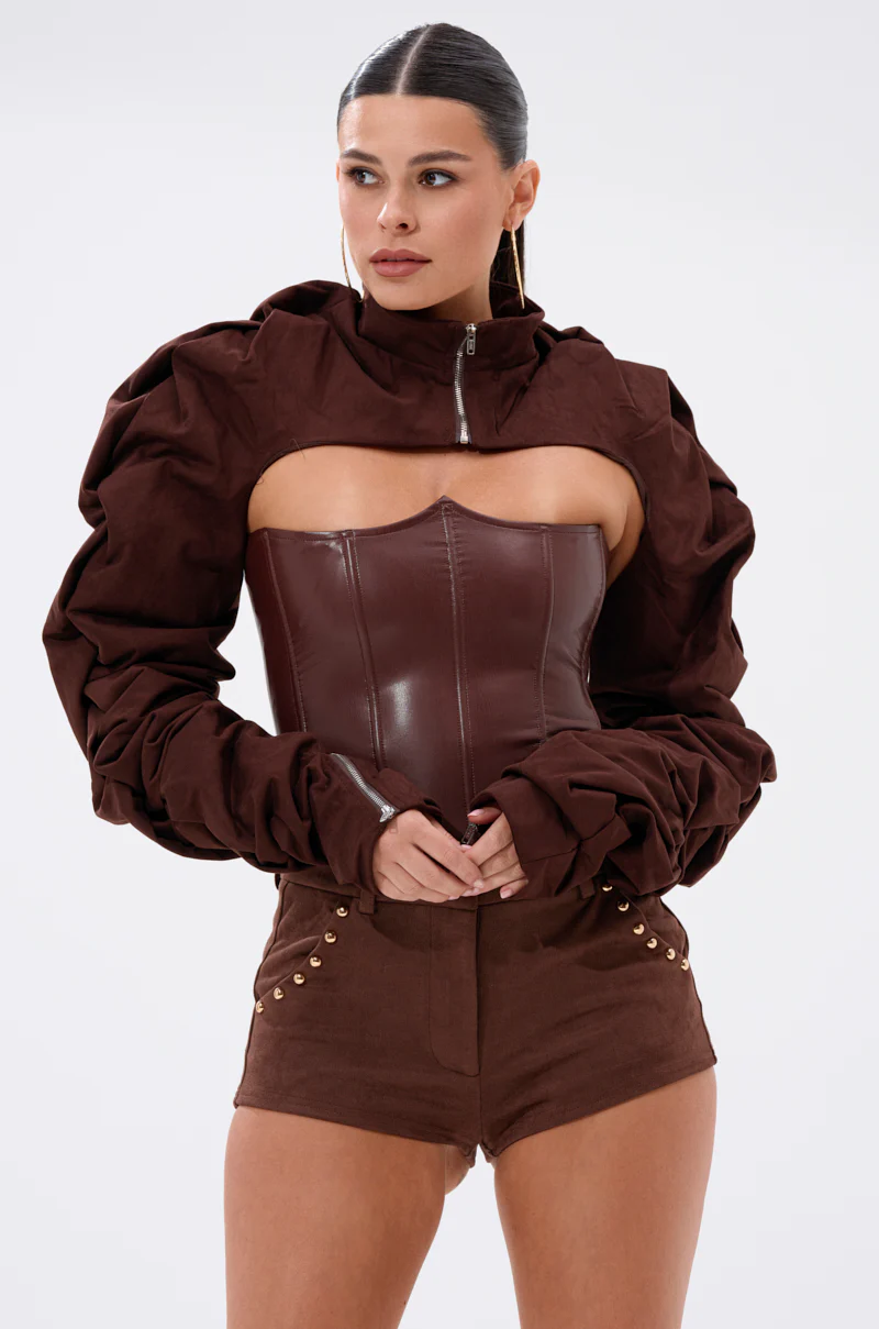 RILEY STACKED FAUX SUEDE BOLERO - Image 2