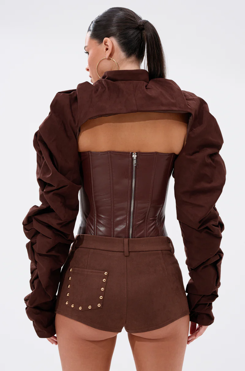 RILEY STACKED FAUX SUEDE BOLERO - Image 5