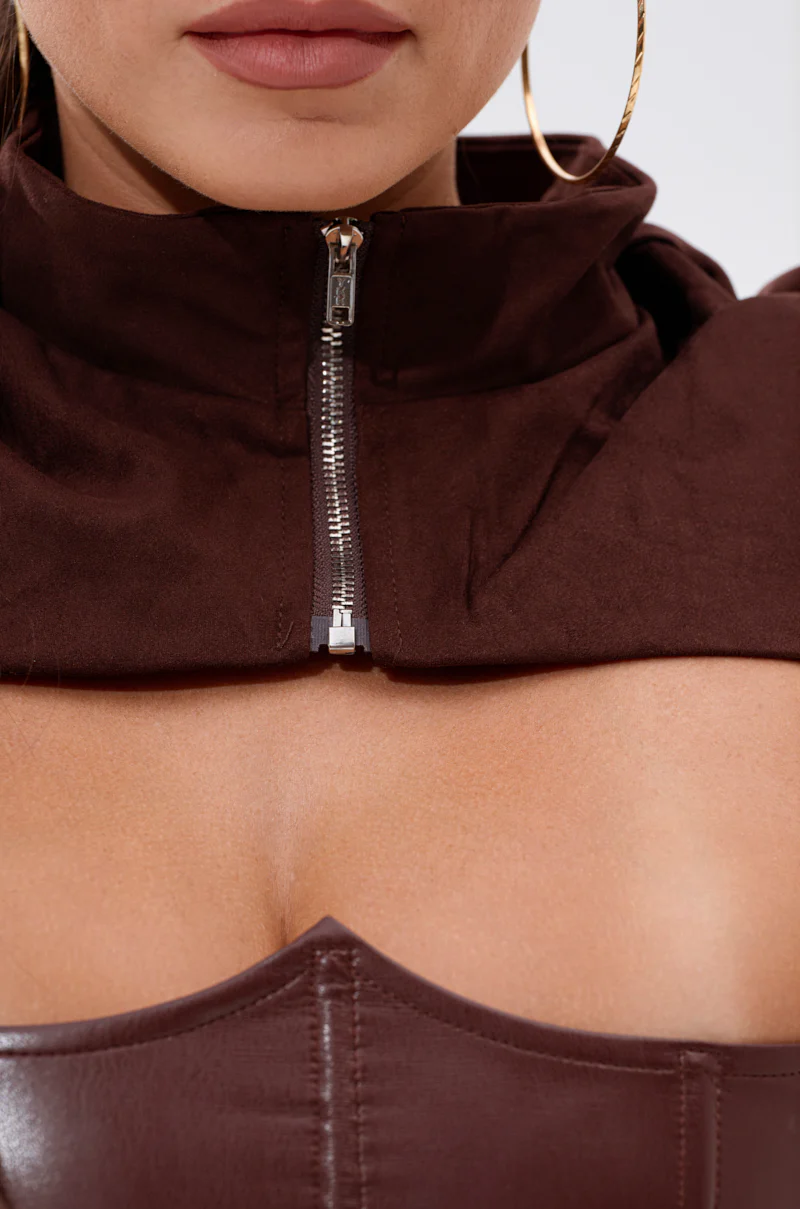 RILEY STACKED FAUX SUEDE BOLERO - Image 8