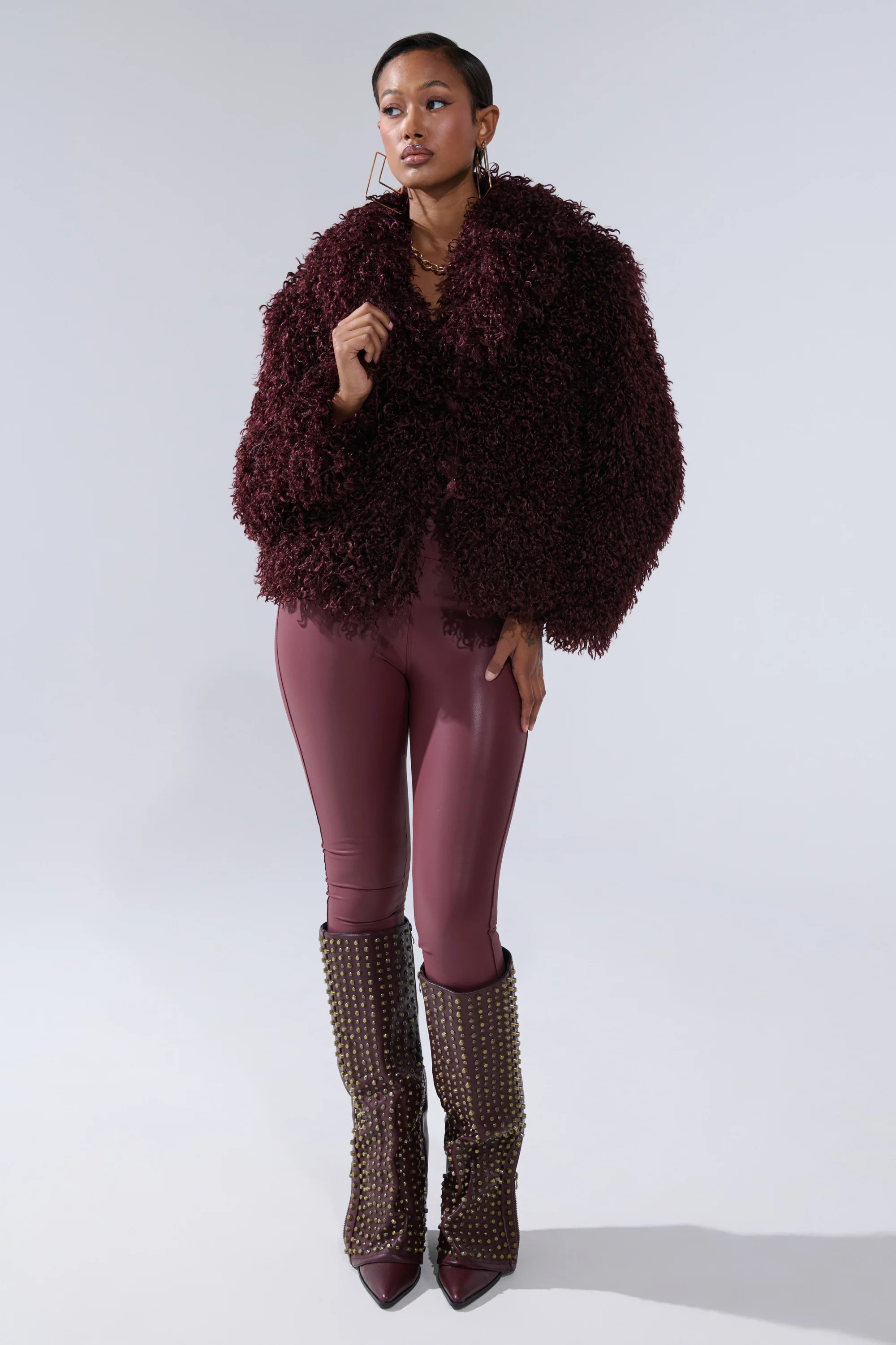 RIO HIGH RISE LEGGING WITH 4 WAY STRETCH IN OXBLOOD - Image 7