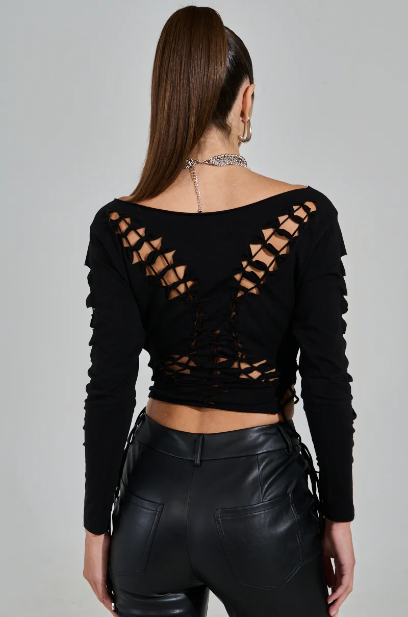 RIP ME OUT DISTRESSED LONG SLEEVE TOP - Image 4