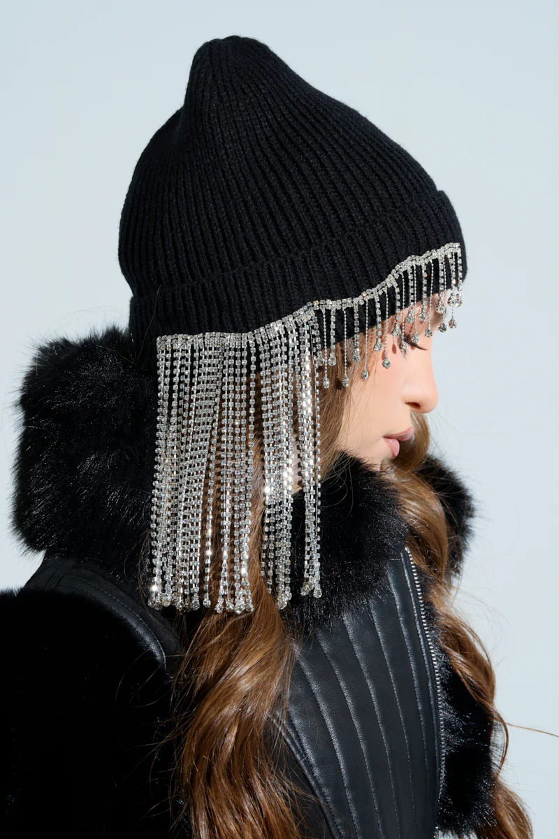 RIRI RHINESTONE FRINGE BEANIE - Image 2