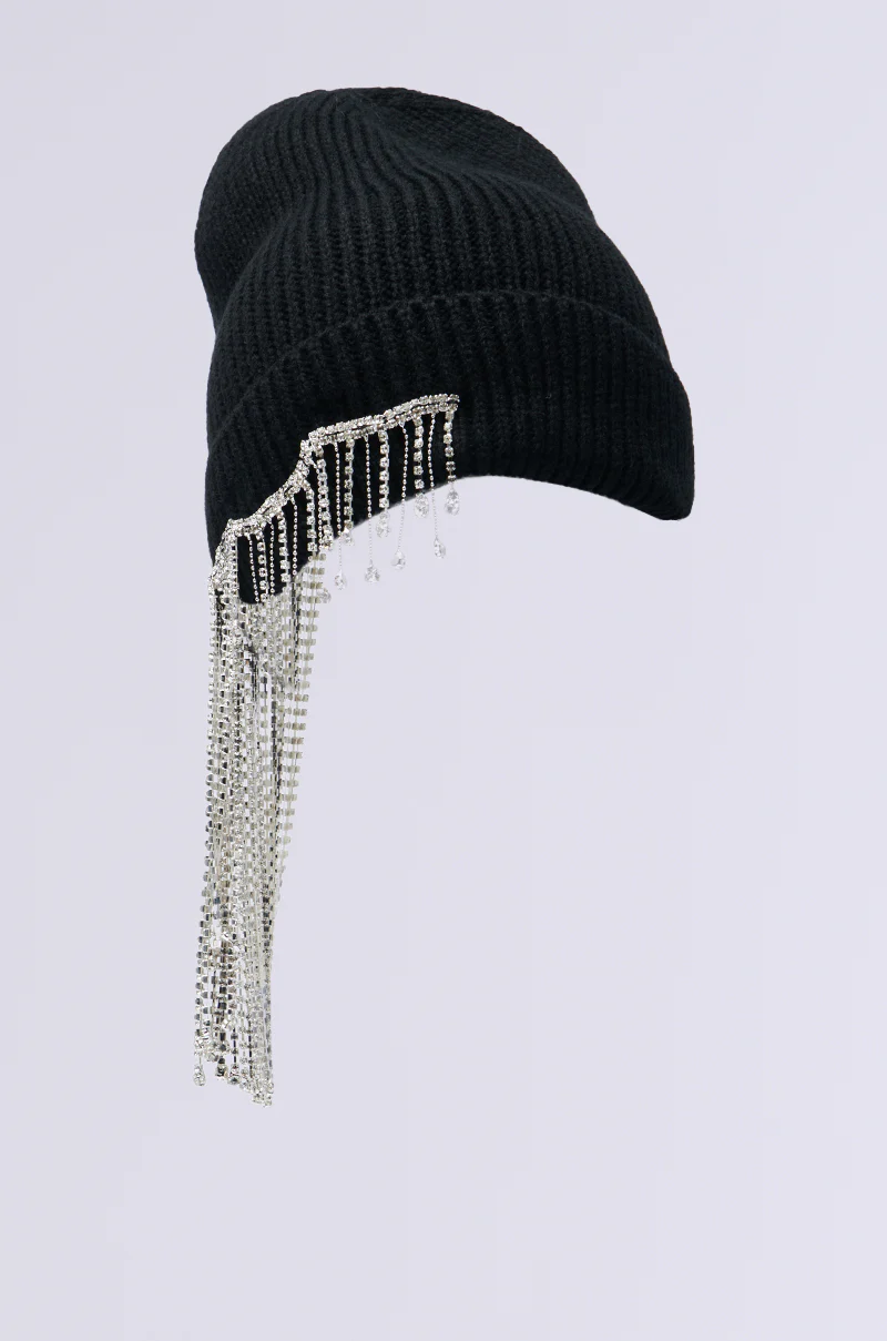 RIRI RHINESTONE FRINGE BEANIE - Image 3