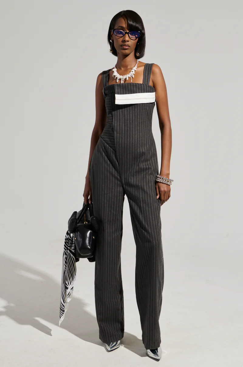 RITA PINSTRIPE SUITED JUMPSUIT - Image 2