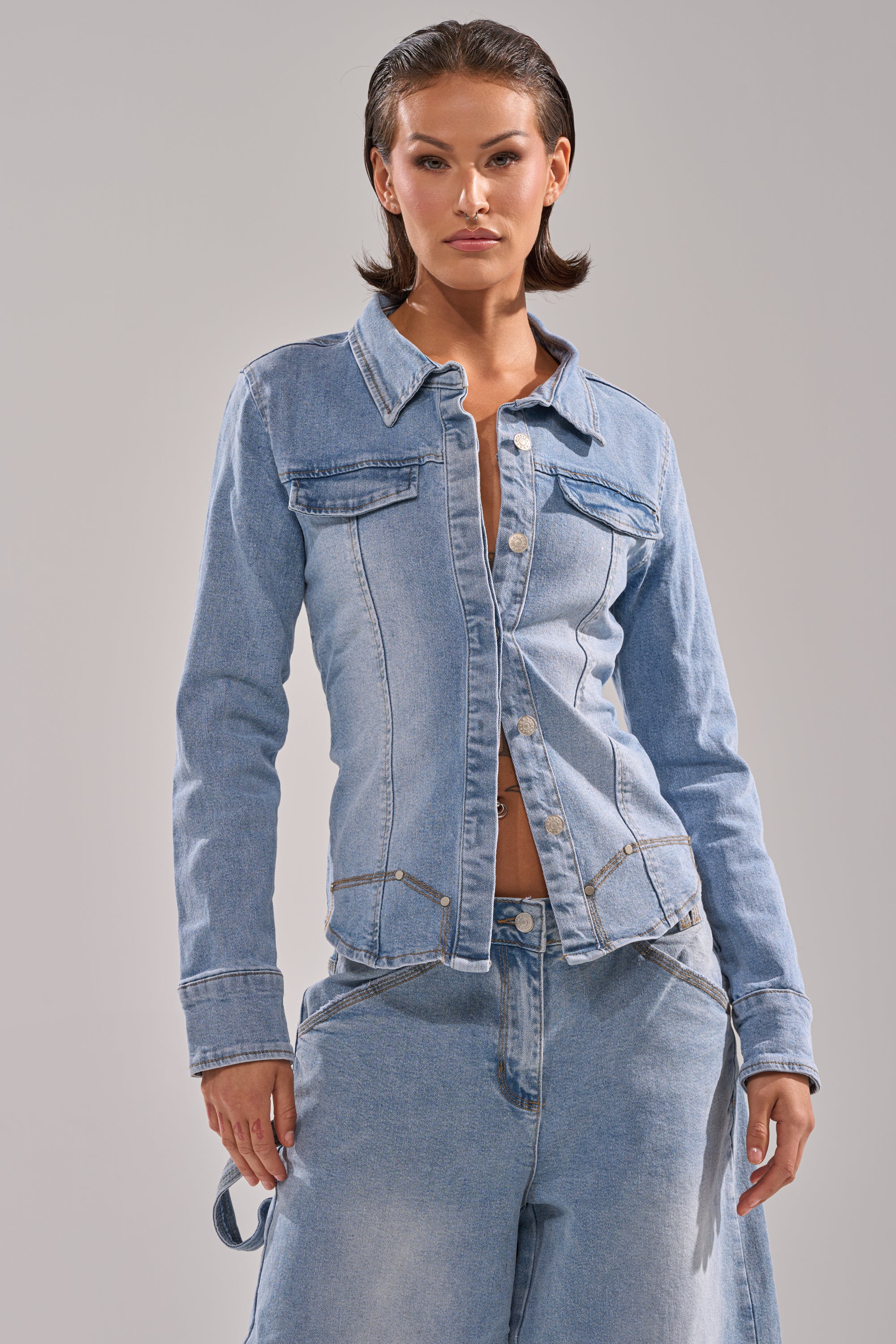 ROCK MY WORLD DENIM BUTTON DOWN - Image 3