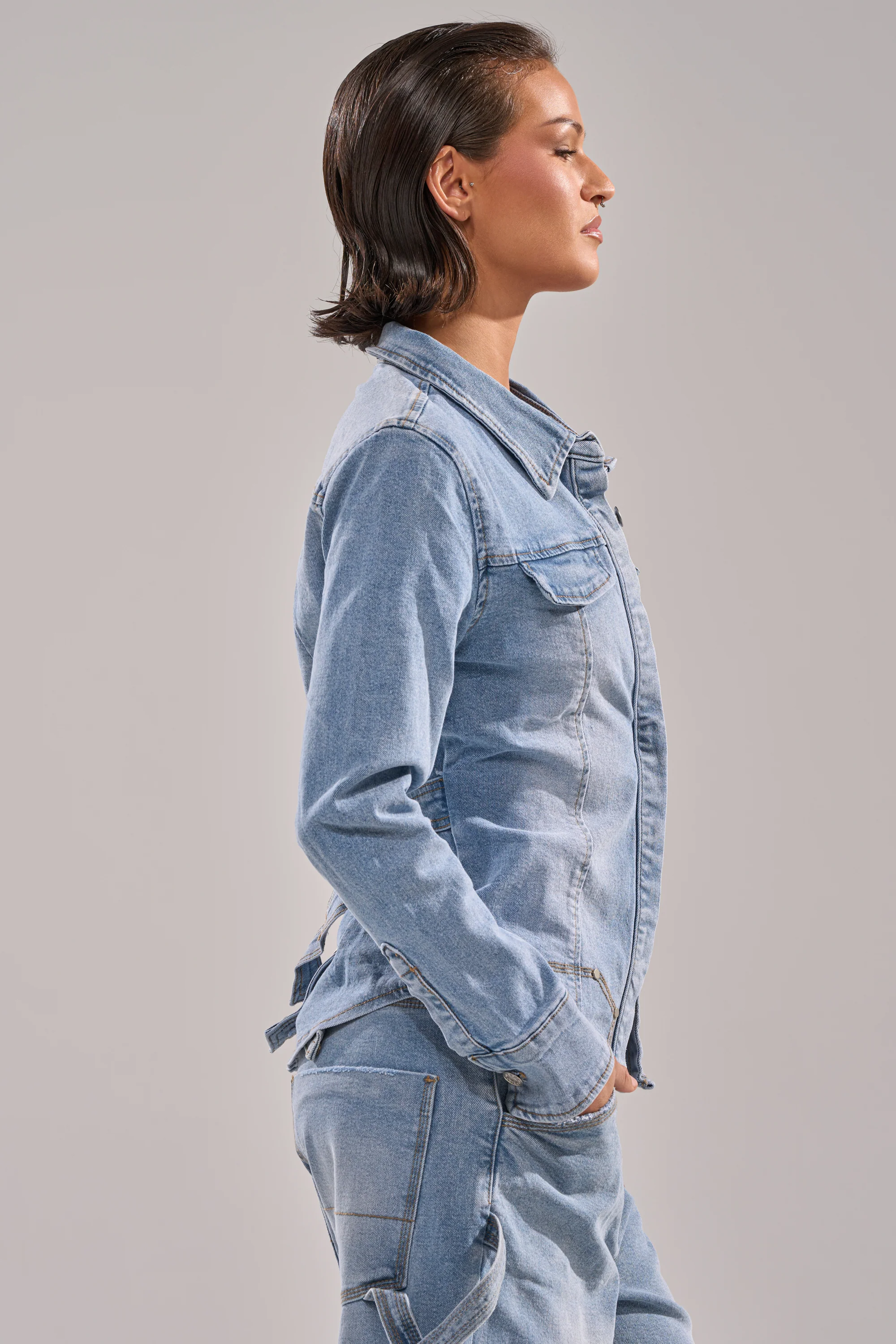 ROCK MY WORLD DENIM BUTTON DOWN - Image 6
