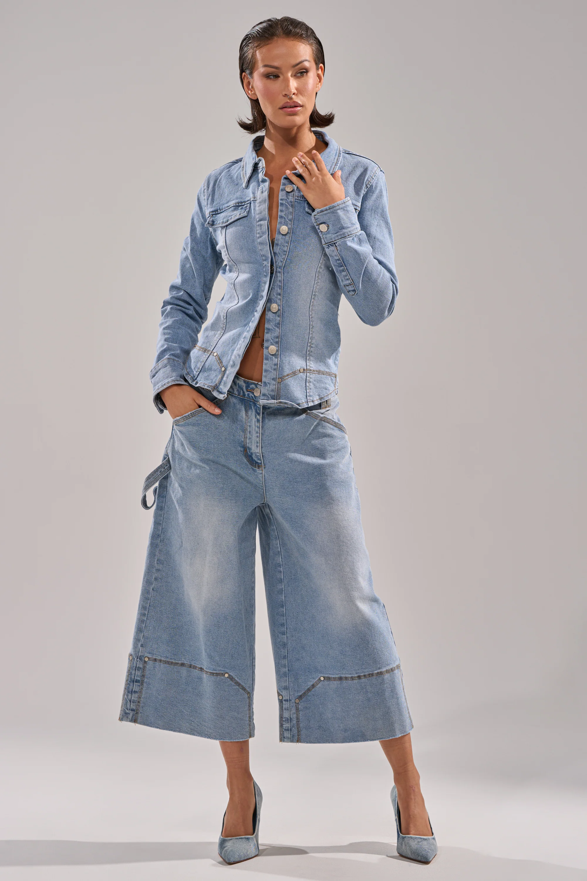 ROCK MY WORLD DENIM BUTTON DOWN - Image 9
