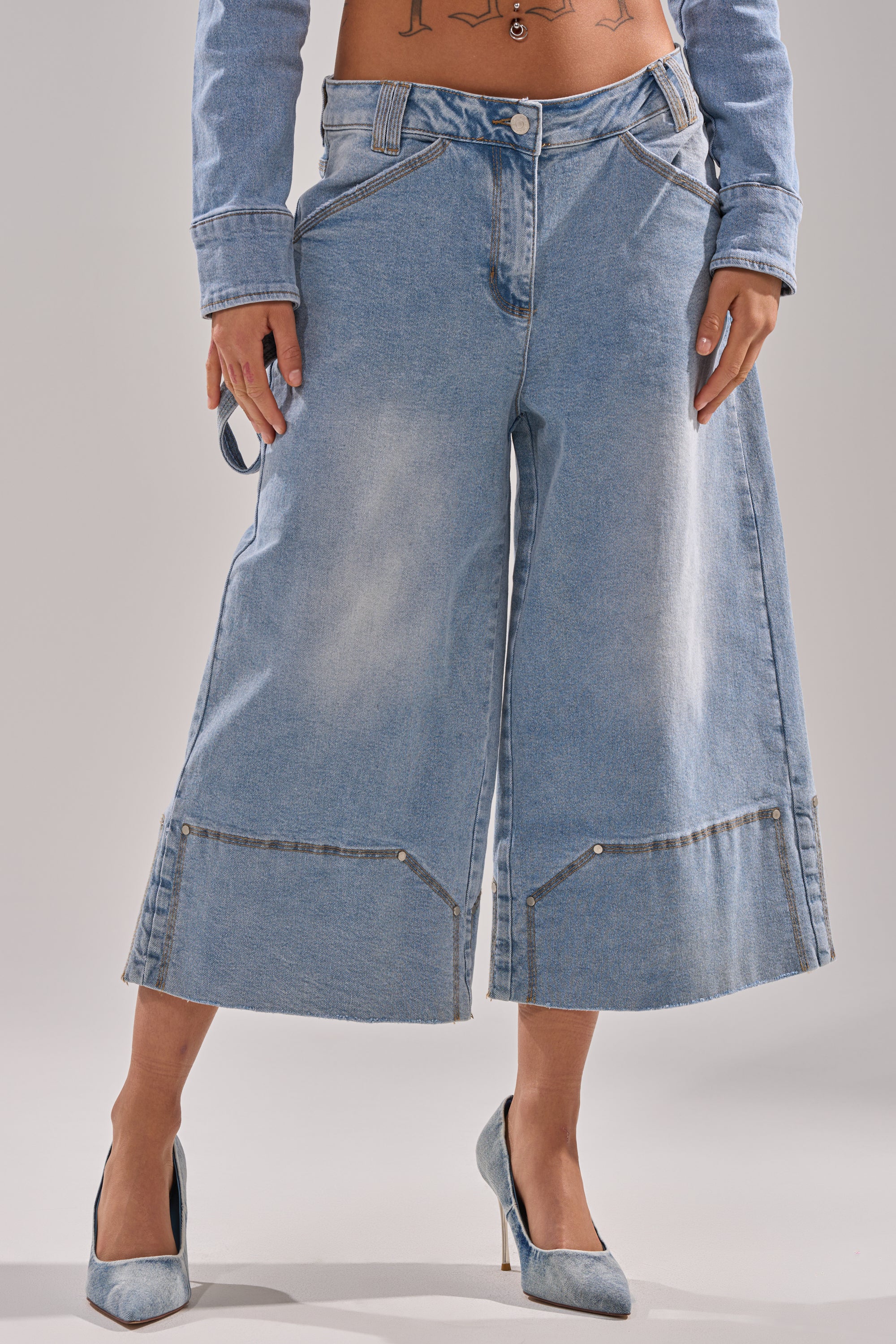 ROCK MY WORLD WIDE-LEG DENIM BERMUDA SHORTS - Image 3