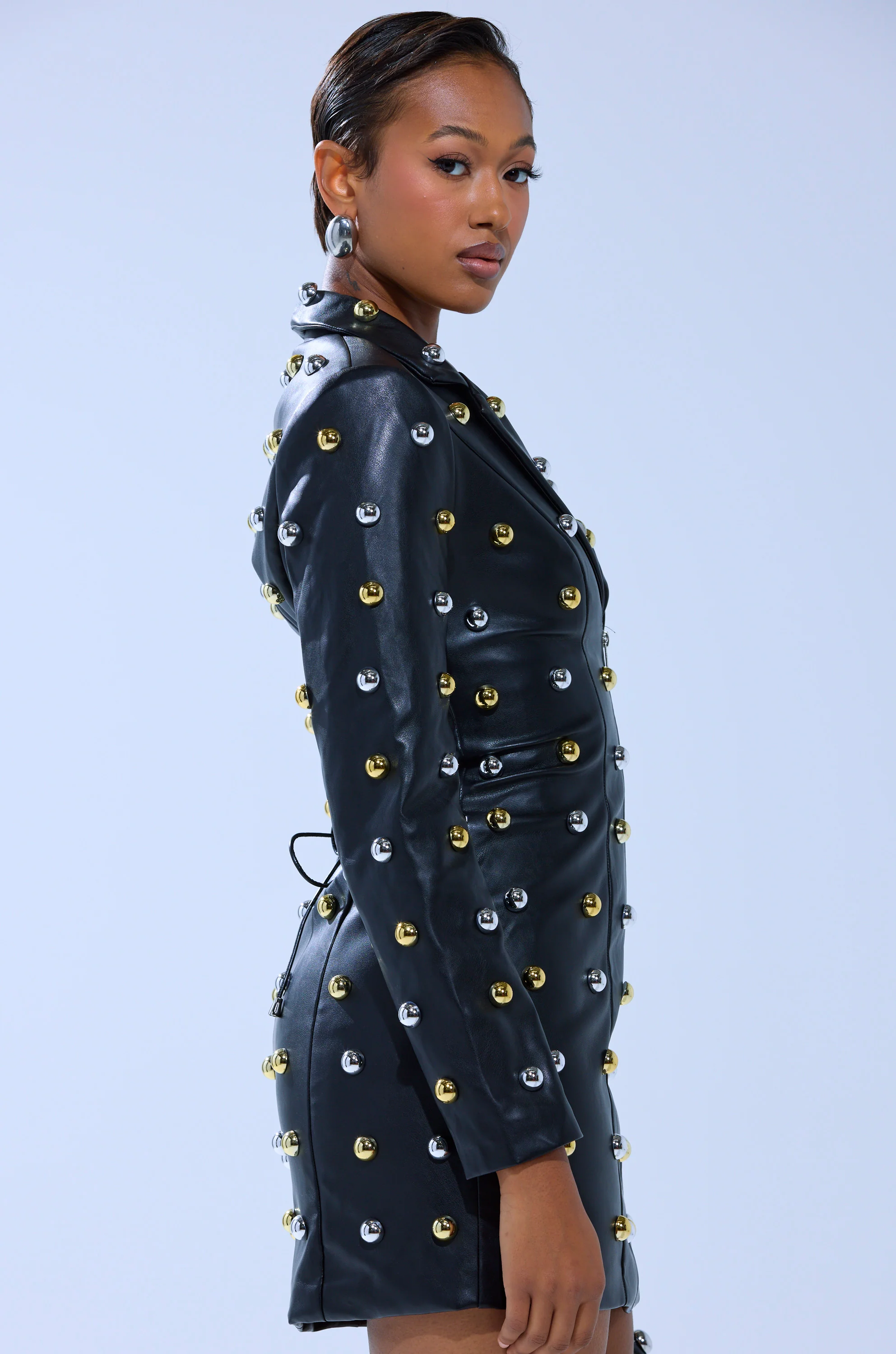 ROCK WITH IT PU BLAZER DRESS WITH HARDWARE - Image 3