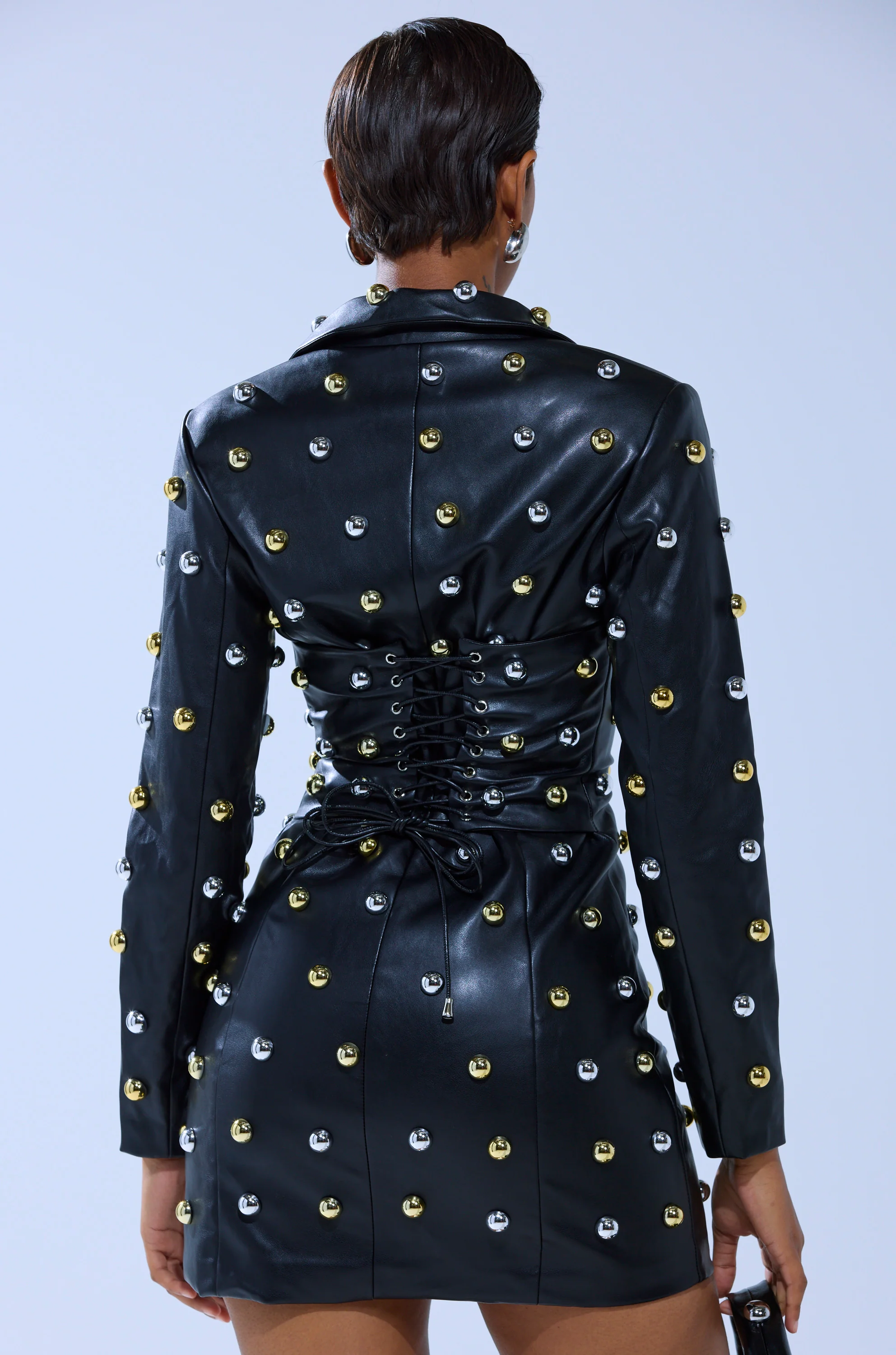 ROCK WITH IT PU BLAZER DRESS WITH HARDWARE - Image 4