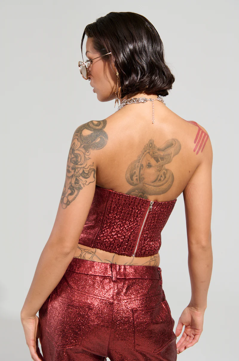 ROCKSTAR CHIC CORSET TOP IN RED - Image 4