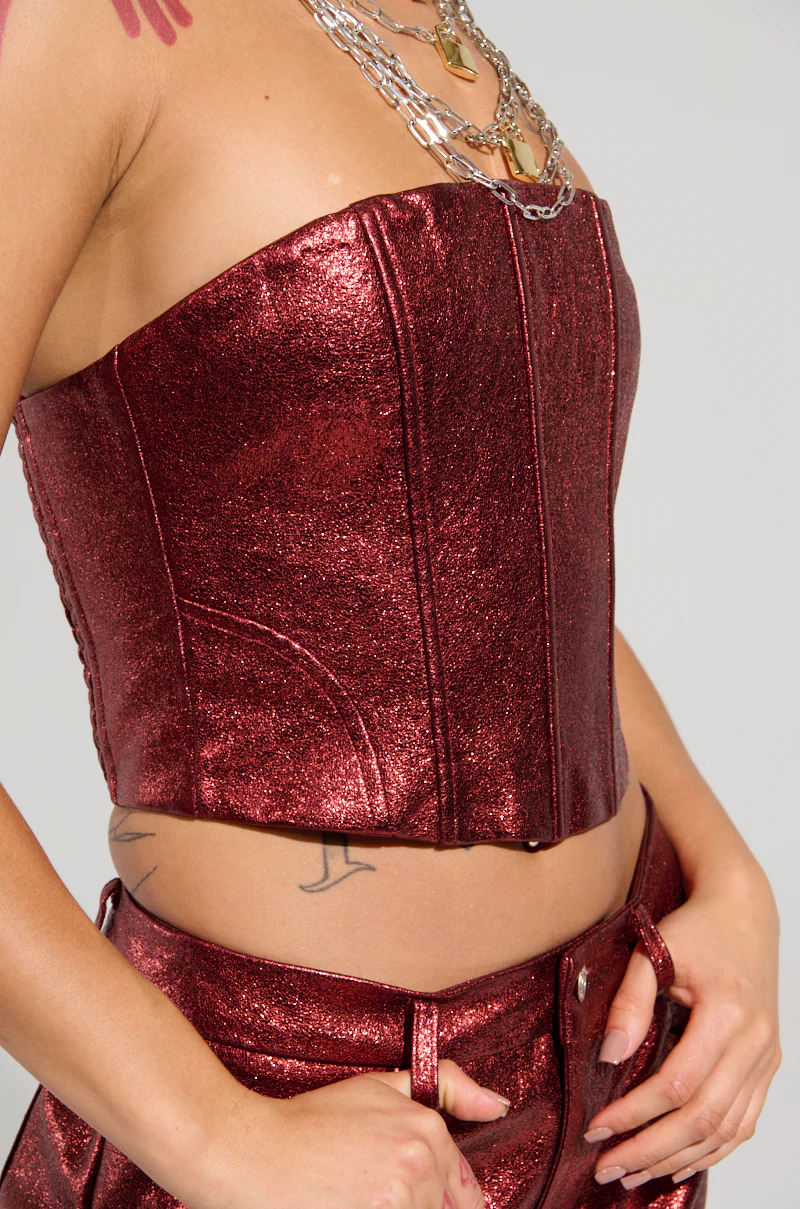ROCKSTAR CHIC CORSET TOP IN RED - Image 9