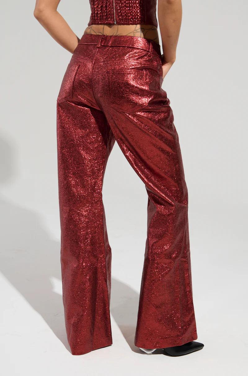 ROCKSTAR CHIC FLARE LEG PANT IN RED - Image 5