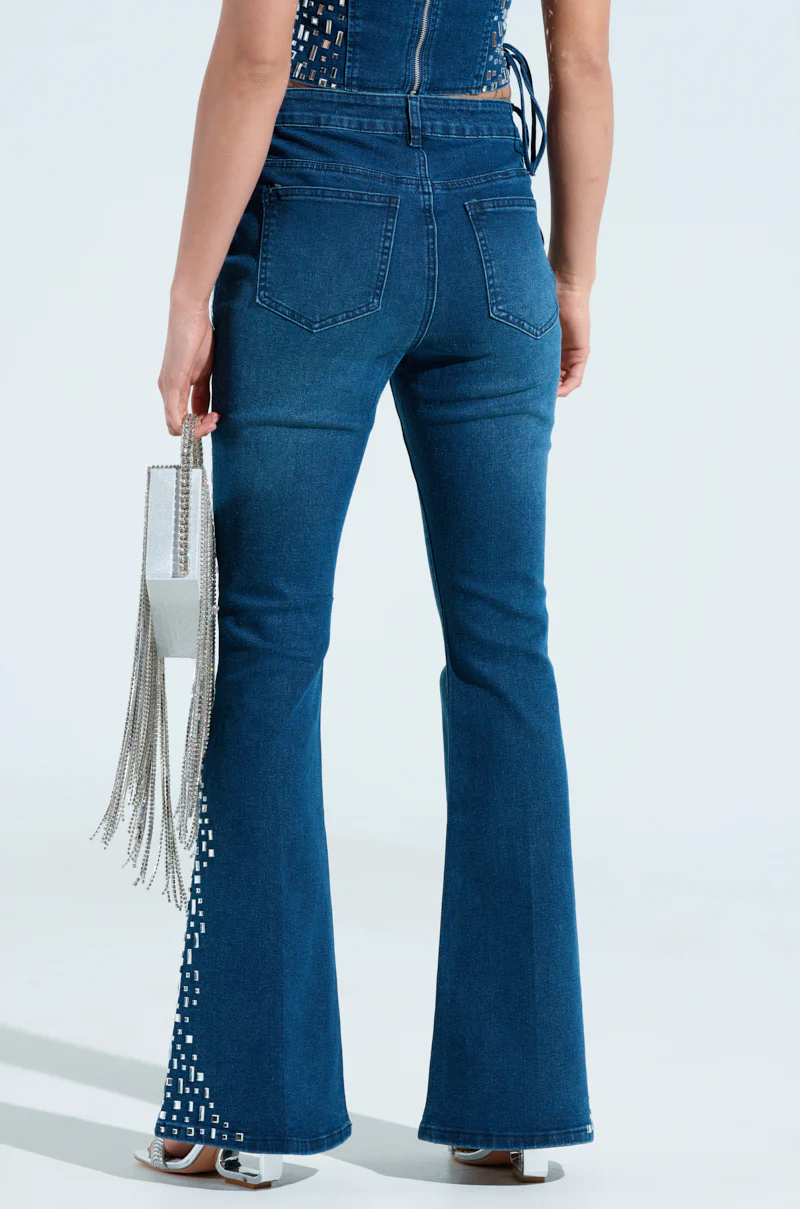 ROCKSTAR DENIM RHINESTONE FLARED PANT - Image 5